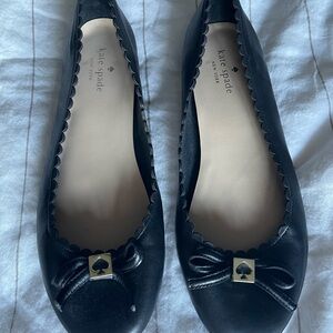Kate Spade Black Flats with Bow Accent